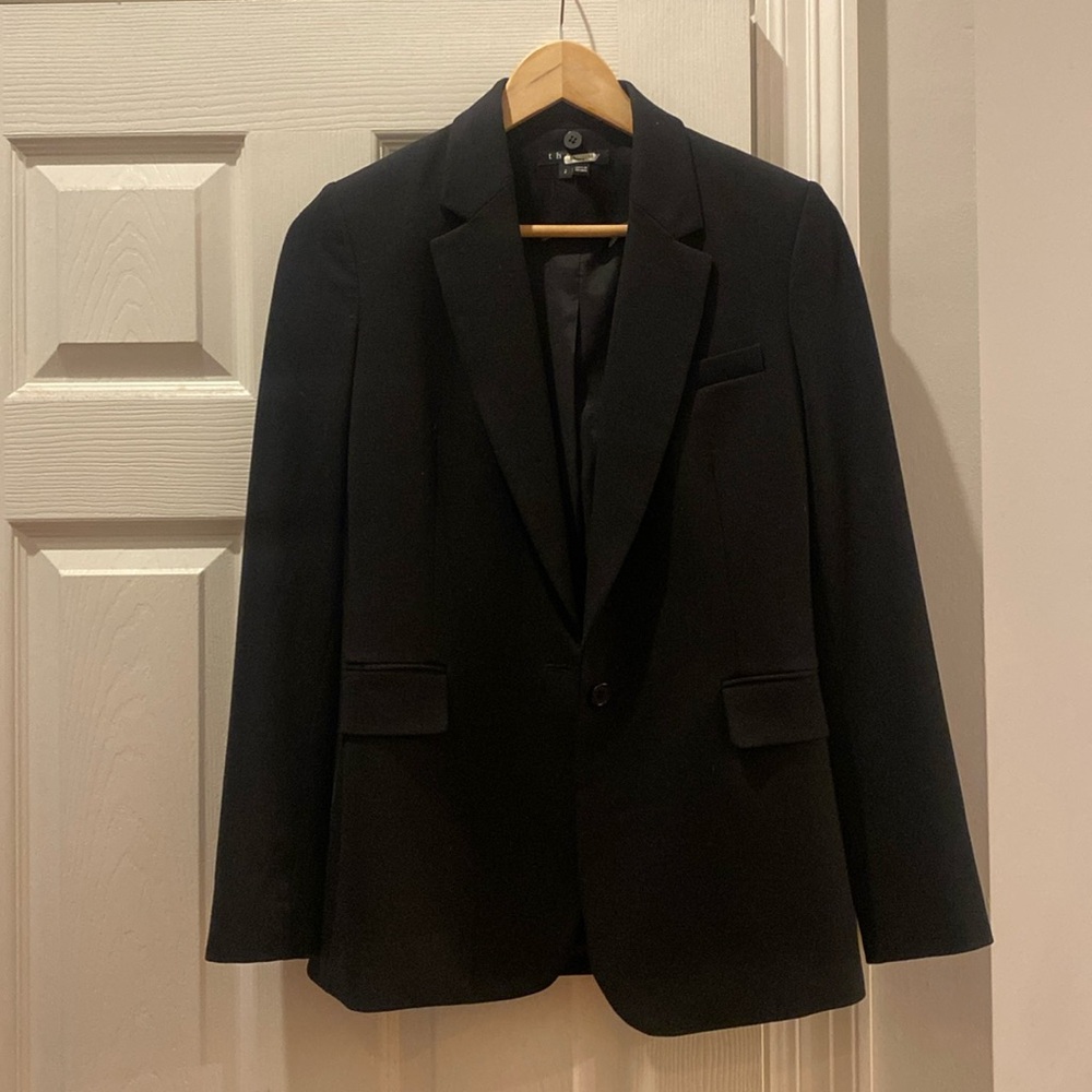 Theory One Button Black Blazer